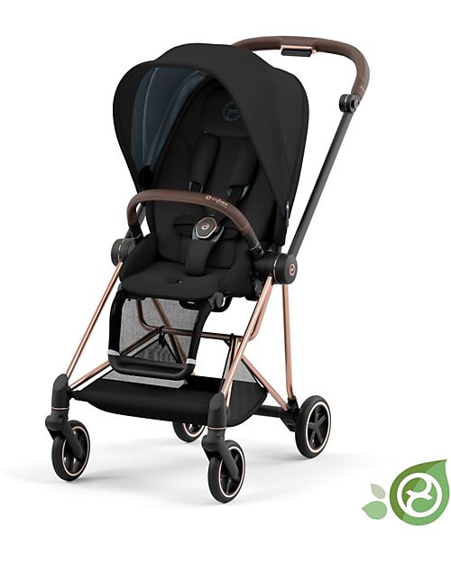 Cybex Seduta Plus per Passeggino Mios - Onyx Black - Include Cappottina - Collezione Conscious Tessuto Realizzato con 22 Bottoglie di Plastica Riciclate Passeggini Classici