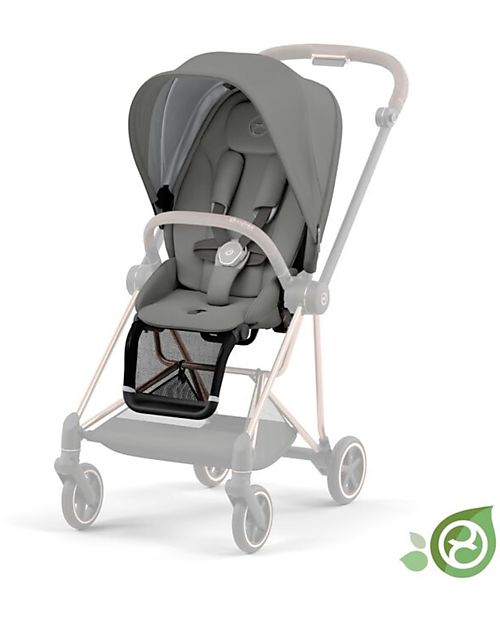 Cybex Seduta Plus per Passeggino Mios - Pearl Grey - Include Cappottina - Collezione Conscious Tessuto Realizzato con 22 Bottoglie di Plastica Riciclate Passeggini Classici