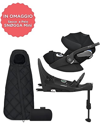 Cybex Seggiolino Auto per Neonati Cloud Z i-Size - Deep Black + Base Z + Sacco a pelo SNØGGA Mini in Omaggio! Seggiolini Auto Gruppo 0+/1