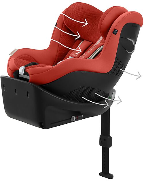 Cybex Seggiolino Auto Sirona Gi I-Size Plus e Base Rotante 360° - Hibiscus Red - dalla Nascita ai 4 Anni Seggiolini Auto Gruppo 0+/1