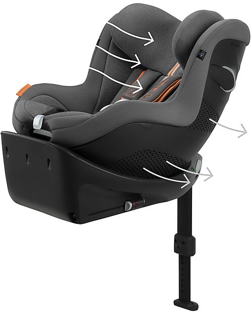 Cybex Seggiolino Auto Sirona Gi I-Size Plus e Base Rotante 360° - Lava Grey - dalla Nascita ai 4 Anni Seggiolini Auto Gruppo 0+/1