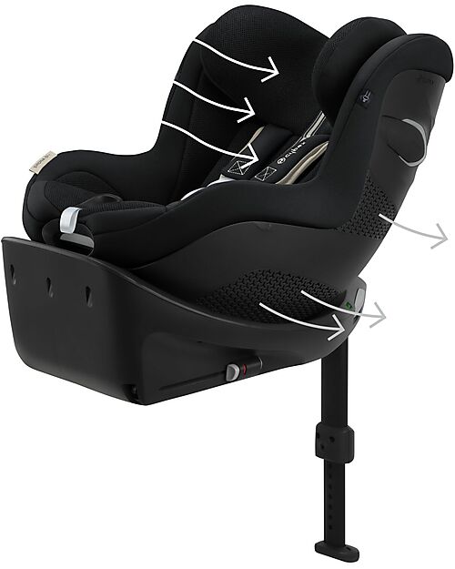 Cybex Seggiolino Auto Sirona Gi I-Size Plus e Base Rotante 360° - Moon Black - dalla Nascita ai 4 Anni Seggiolini Auto Gruppo 0+/1