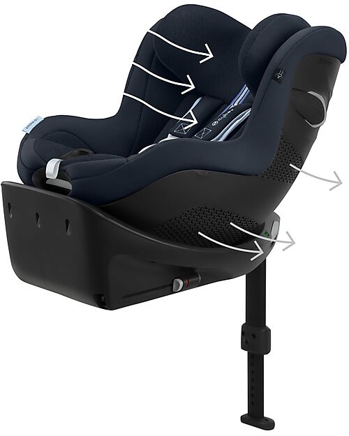 Cybex Seggiolino Auto Sirona Gi I-Size Plus e Base Rotante 360° - Ocean Blue - dalla Nascita ai 4 Anni Seggiolini Auto Gruppo 0+/1