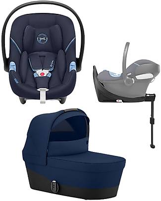 Cybex Trio Gazelle S - Black/Navy Blue + Seggiolino Atom M-i-size e Base M Passeggini Trio e Duo
