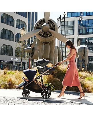 Cybex Trio Gazelle S - Black/Navy Blue + Seggiolino Atom M-i-size e Base M Passeggini Trio e Duo
