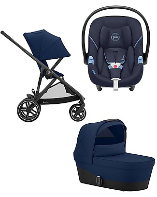 Cybex Trio Gazelle S - Black/Navy Blue + Seggiolino Atom M-i-size Passeggini Trio e Duo