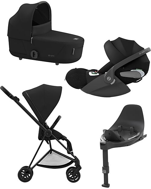 Cybex TRIO Mios3 - Telaio Passeggino Matt Black con Seat Pack, Navicella e Ovetto Sepia Black + Base T Isofix - Nero  Passeggini Trio e Duo