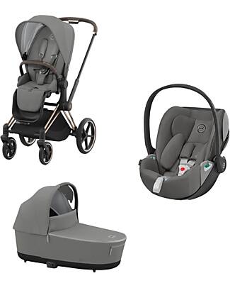 Cybex Trio Passeggino Priam4 Platinum - Seduta + Seggiolino Auto Cloud Z2 + Navicella Lux - Rose Gold e Soho Grey Passeggini Trio e Duo