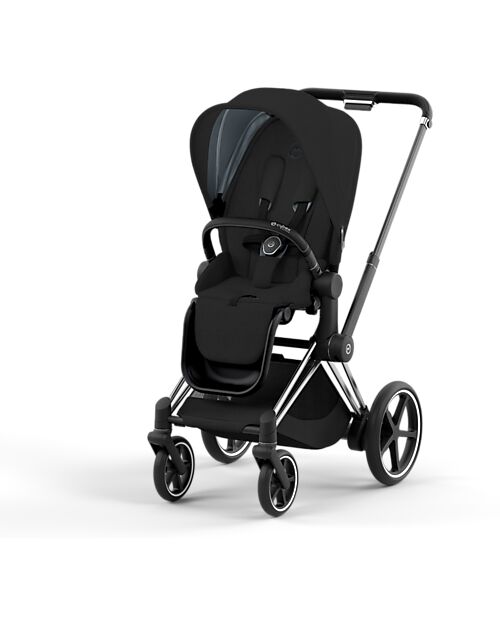 Cybex TRIO Priam4 - Telaio Chrome Black con Seduta + Navicella + Ovetto - Sepia Black + Base T Isofix Passeggini Trio e Duo
