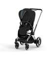 Cybex TRIO Priam4 - Telaio Chrome Black con Seduta + Navicella + Ovetto - Sepia Black + Base T Isofix Passeggini Trio e Duo