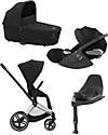 Cybex TRIO Priam4 - Telaio Chrome Black con Seduta + Navicella + Ovetto - Sepia Black + Base T Isofix Passeggini Trio e Duo