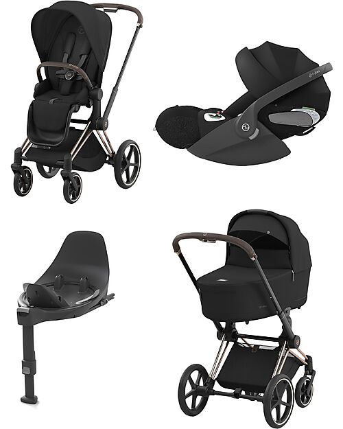 Cybex Trio Priam4 - Telaio Rosegold con Seduta + Navicella + Ovetto Cloud T + Base T Passeggini Trio e Duo