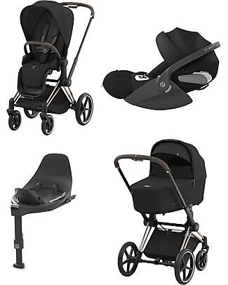 Cybex Trio Priam4 - Telaio Rosegold con Seduta + Navicella + Ovetto Cloud T + Base T Passeggini Trio e Duo