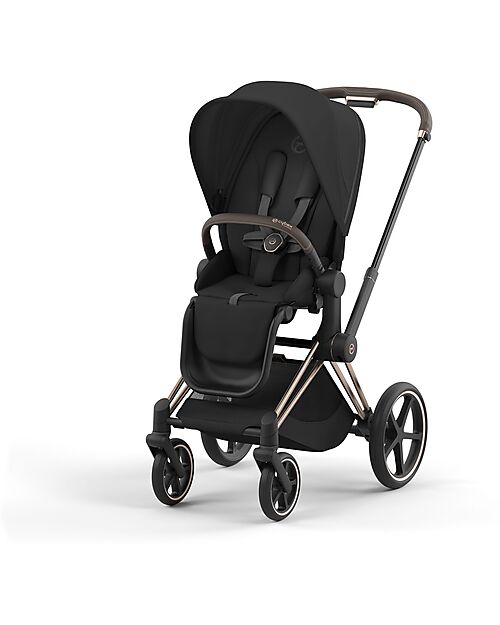 Cybex TRIO Priam4 - Telaio Rosegold con Seduta + Navicella + Ovetto - Sepia Black + Base T Isofix Passeggini Trio e Duo