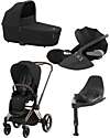 Cybex TRIO Priam4 - Telaio Rosegold con Seduta + Navicella + Ovetto - Sepia Black + Base T Isofix Passeggini Trio e Duo