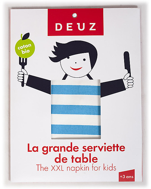 Deuz Bavaglio & Grembiule Cucina Napkid Blu - 100% Cotone Bio bambino