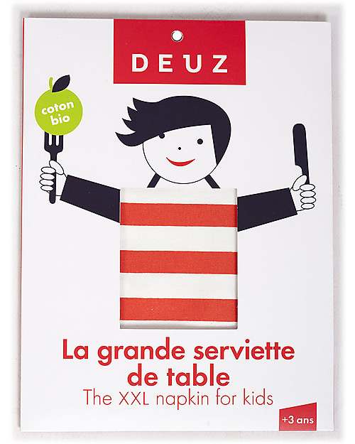 Deuz Bavaglio & Grembiule Cucina Napkid Rosso -100% Cotone Bio Bavagli Classici