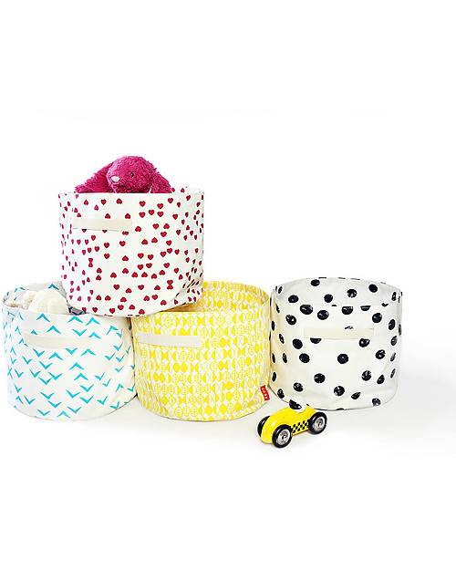 Deuz Contenitore Portagiochi - Foglie Gialle - 100% Cotone Bio (30 cm Ø x 25 cm) Contenitori Porta Giochi