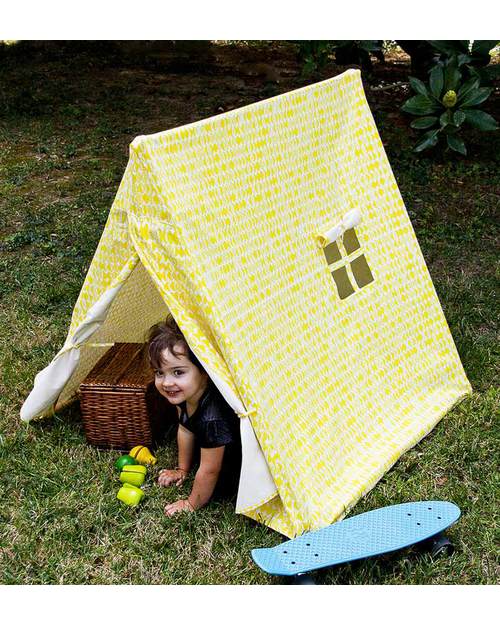Deuz Tenda Gioco da Campeggio - 1m x 1m x 1m - Cotone Bio - Foglie Gialle Tende Gioco