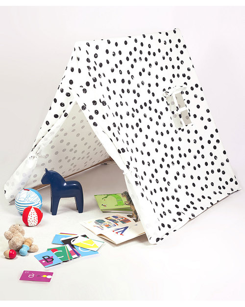 Deuz Tenda Gioco da Campeggio, Pois Neri - 1m x 1m x 1m - Cotone Bio Tende Gioco