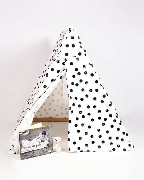 Deuz Tenda Gioco da Campeggio, Pois Neri - 1m x 1m x 1m - Cotone Bio Tende Gioco