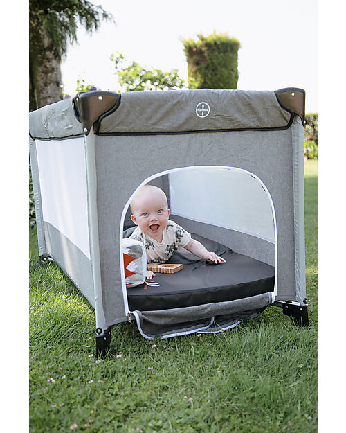 Ding Baby Lettino da Viaggio Stripe Deluxe 0/3 Anni - Grigio - Facile da Aprire e Chiudere! Lettini da Viaggio