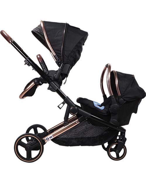 Ding Baby Passeggino Fratellare Amigo Tandem - Nero/Rosé Passeggini Gemellari