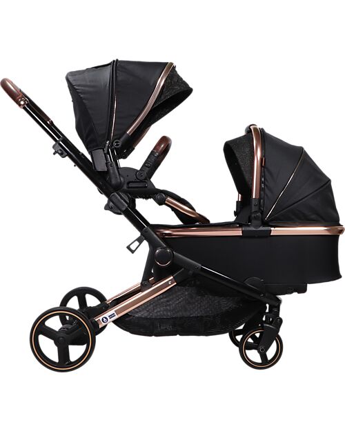 Ding Baby Passeggino Fratellare Amigo Tandem - Nero/Rosé Passeggini Gemellari