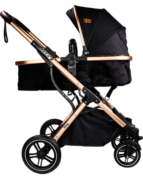 Ding Baby Trio Passeggino e Carrozzina Juna  + Ovetto - Nero/Rosé - La Seduta si Trasforma in Navicella! Passeggini Trio e Duo