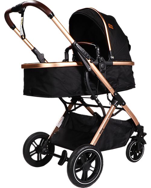 Ding Baby Trio Passeggino e Carrozzina Juna  + Ovetto - Nero/Rosé - La Seduta si Trasforma in Navicella! Passeggini Trio e Duo