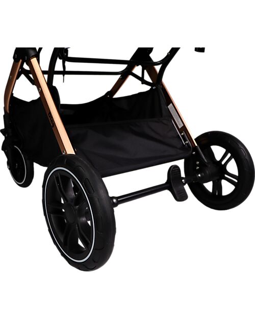 Ding Baby Trio Passeggino e Carrozzina Juna  + Ovetto - Nero/Rosé - La Seduta si Trasforma in Navicella! Passeggini Trio e Duo