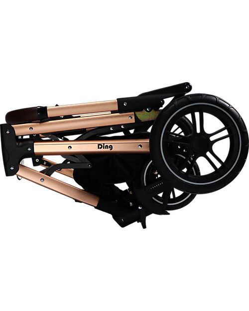 Ding Baby Trio Passeggino e Carrozzina Juna  + Ovetto - Nero/Rosé - La Seduta si Trasforma in Navicella! Passeggini Trio e Duo