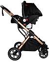 Ding Baby Trio Passeggino e Carrozzina Juna  + Ovetto - Nero/Rosé - La Seduta si Trasforma in Navicella! Passeggini Trio e Duo