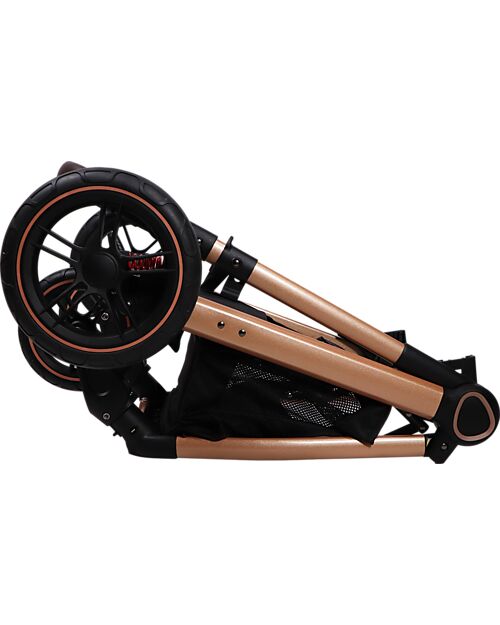 Ding Baby Trio Passeggino e Carrozzina Liam + Ovetto - Nero/Rosé - La Seduta si Trasforma in Navicella! Passeggini Trio e Duo