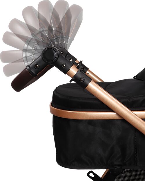 Ding Baby Trio Passeggino e Carrozzina Liam + Ovetto - Nero/Rosé - La Seduta si Trasforma in Navicella! Passeggini Trio e Duo