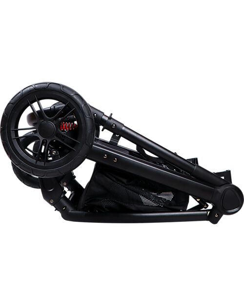 Ding Baby Trio Passeggino e Carrozzina Liam + Ovetto - Nero/Verde Foresta - La Seduta si Trasforma in Navicella! Passeggini Trio e Duo