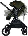 Ding Baby Trio Passeggino e Carrozzina Liam + Ovetto - Nero/Verde Foresta - La Seduta si Trasforma in Navicella! Passeggini Trio e Duo