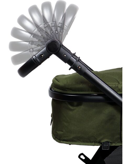 Ding Baby Trio Passeggino e Carrozzina Liam + Ovetto - Nero/Verde Foresta - La Seduta si Trasforma in Navicella! Passeggini Trio e Duo