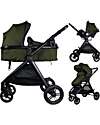 Ding Baby Trio Passeggino e Carrozzina Liam + Ovetto - Nero/Verde Foresta - La Seduta si Trasforma in Navicella! Passeggini Trio e Duo