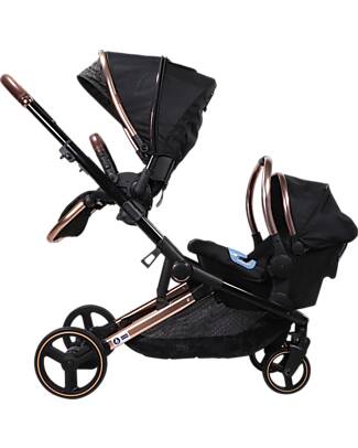 Ding Passeggino Gemellare Amigo Tandem - Nero/Rosé Passeggini Gemellari