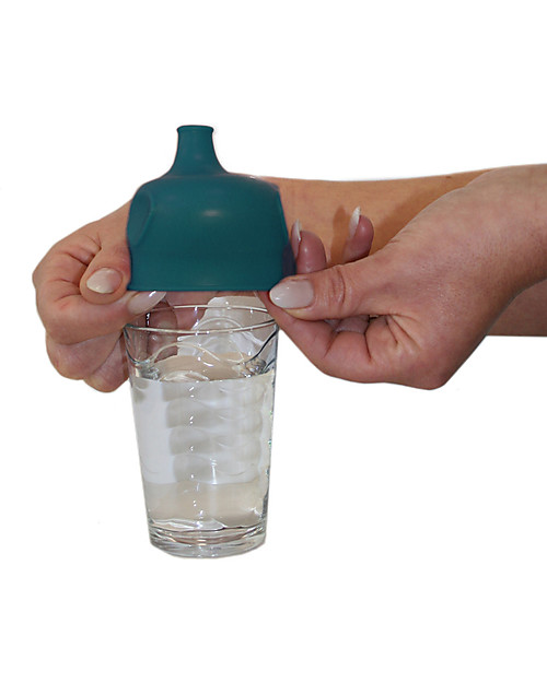 Dis Une Couleur Tappo Sippy Antigoccia Universale con Beccuccio, Pacco da 2 - Verde Petrolio Tazze