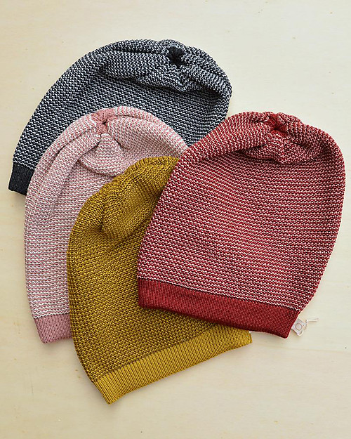 Disana Cappellino Extra long, Giallo Oro - 100% lana merino Cappelli Invernali