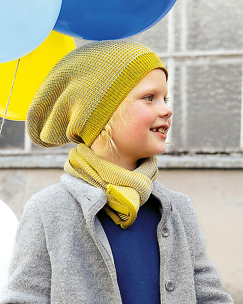 Disana Cappellino Extra long, Giallo Oro - 100% lana merino Cappelli Invernali