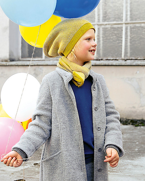 Disana Cappellino Extra long, Giallo Oro - 100% lana merino Cappelli Invernali