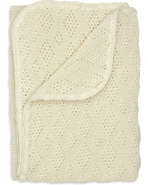 Disana Coperta Baby in Pura Lana Merino, Panna - 80 x 100 cm Swaddle di Mussola