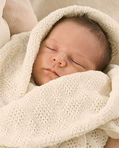 Disana Coperta Baby in Pura Lana Merino, Panna - 80 x 100 cm Swaddle di Mussola