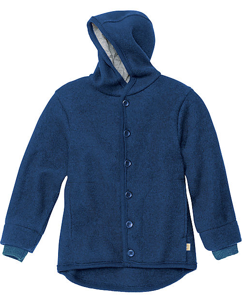 Disana Giacca con Cappuccio - Blu Navy -100% Lana Merino Bio Certificata GOTS Giacche
