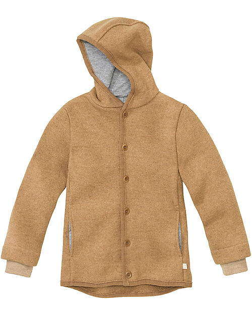 Disana Giacca con Cappuccio - Caramel -100% Lana Merino Bio Certificata GOTS Giacche