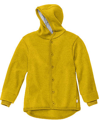Disana Giacca con Cappuccio - Curry -100% Lana Merino Bio Certificata GOTS Giacche