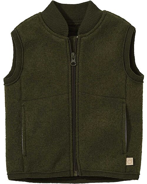 Disana Gilet in Pura Lana Merino - Verde Oliva Giacche